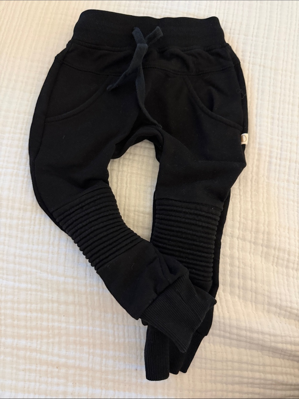 Black Ribbed-Knee Jogger Pants for Kids - Unbranded